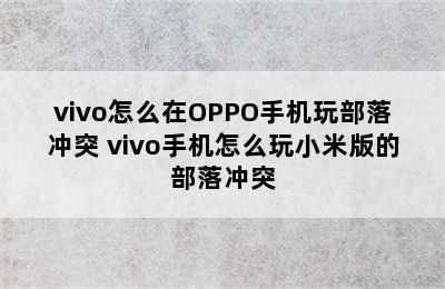 vivo怎么在OPPO手机玩部落冲突 vivo手机怎么玩小米版的部落冲突